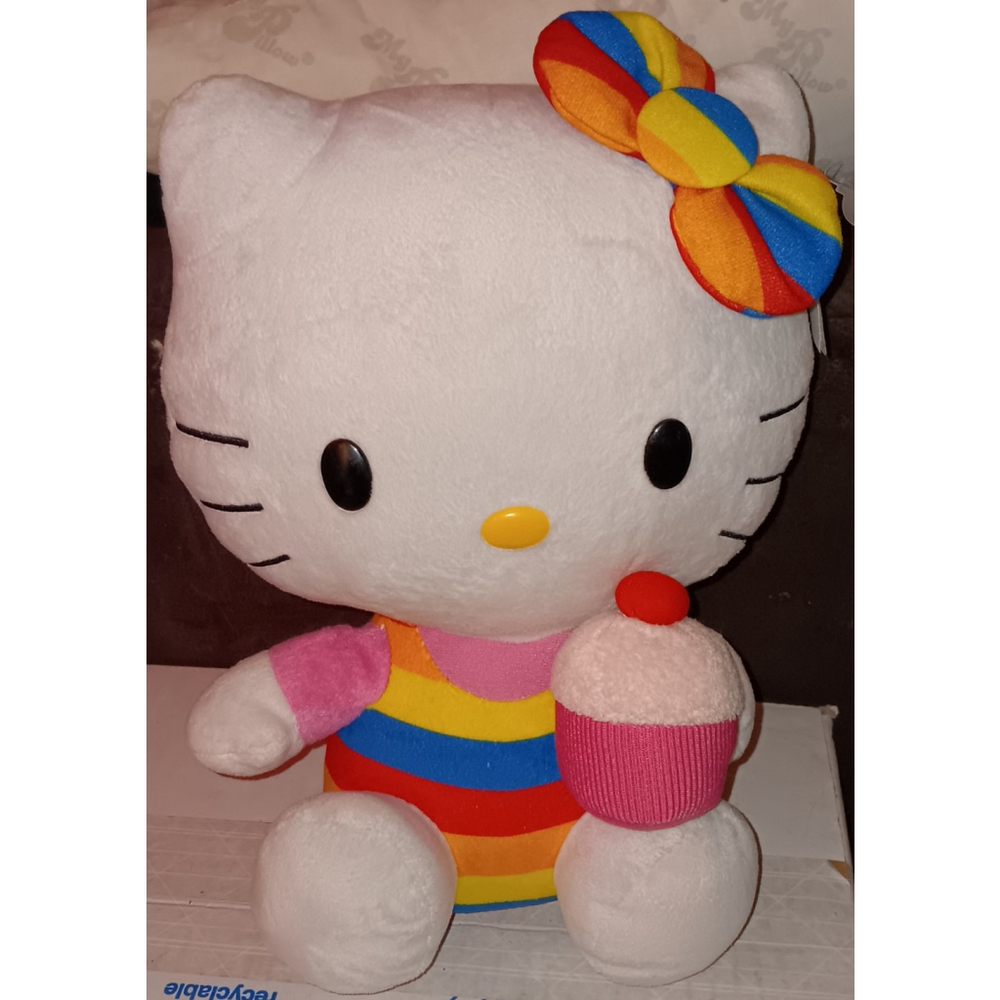 Hello Kitty Rainbow Stripe Cupcake 11" Plush